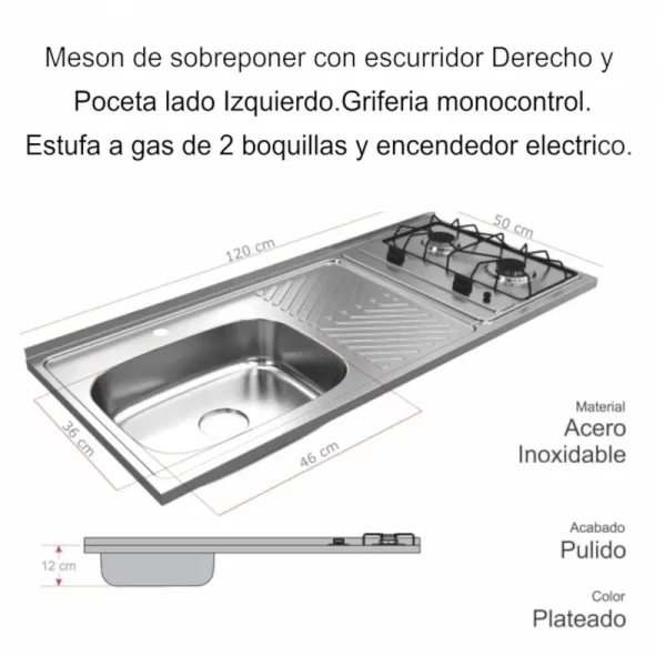Cocina Integral con Meson Izquierdo Alba 120cm 8 »